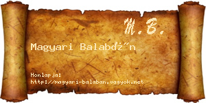 Magyari Balabán névjegykártya
